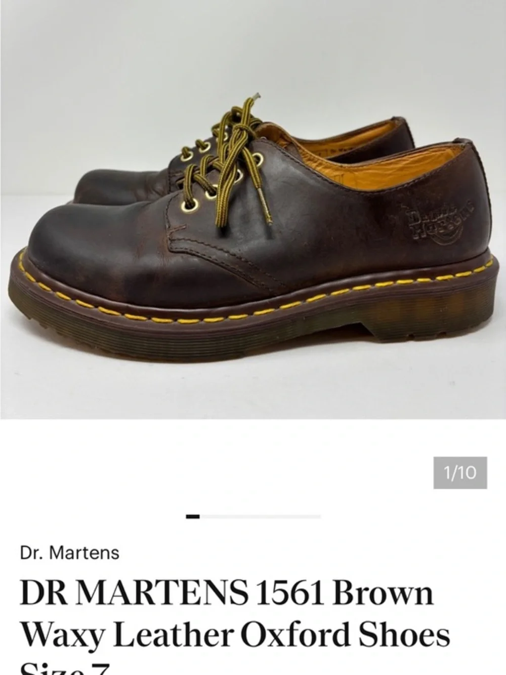 Dr. Martens Brown Waxy Leather Oxford Shoes Lace up Boots